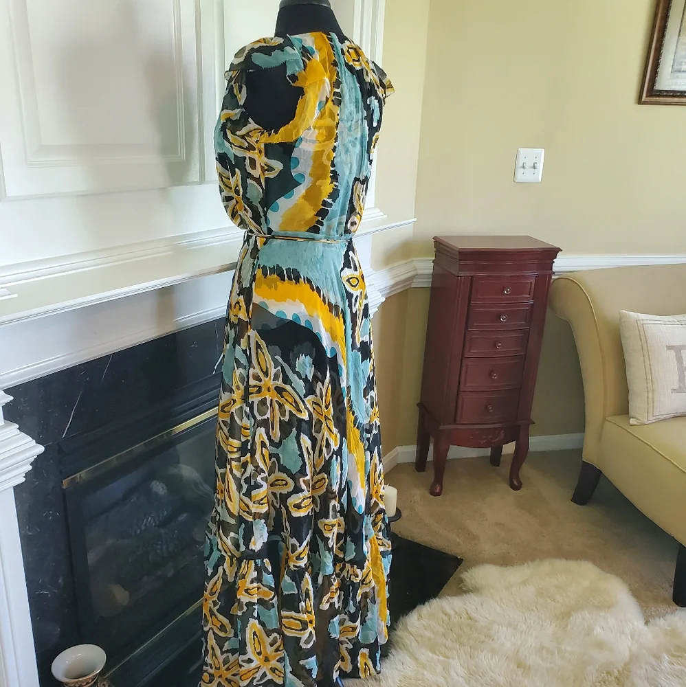 Diane Von Furstenberg Blue, Yellow and Black Floral Maxi Dress - Picture 7 of 10